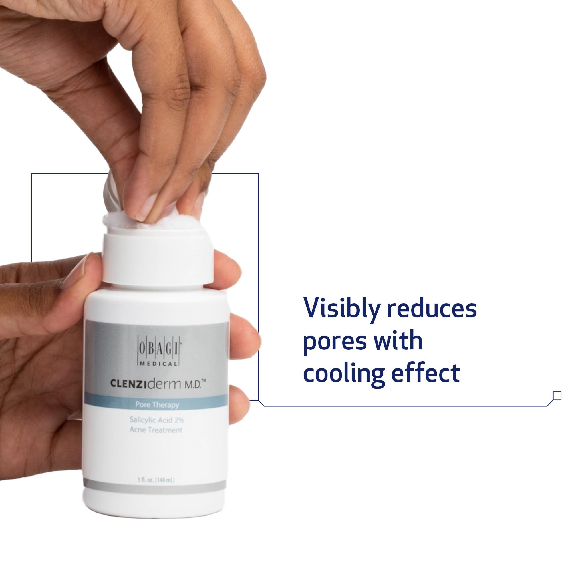 Obagi CLENZIderm M.D. Pore Therapy cotton pad application for cleansing pores.
