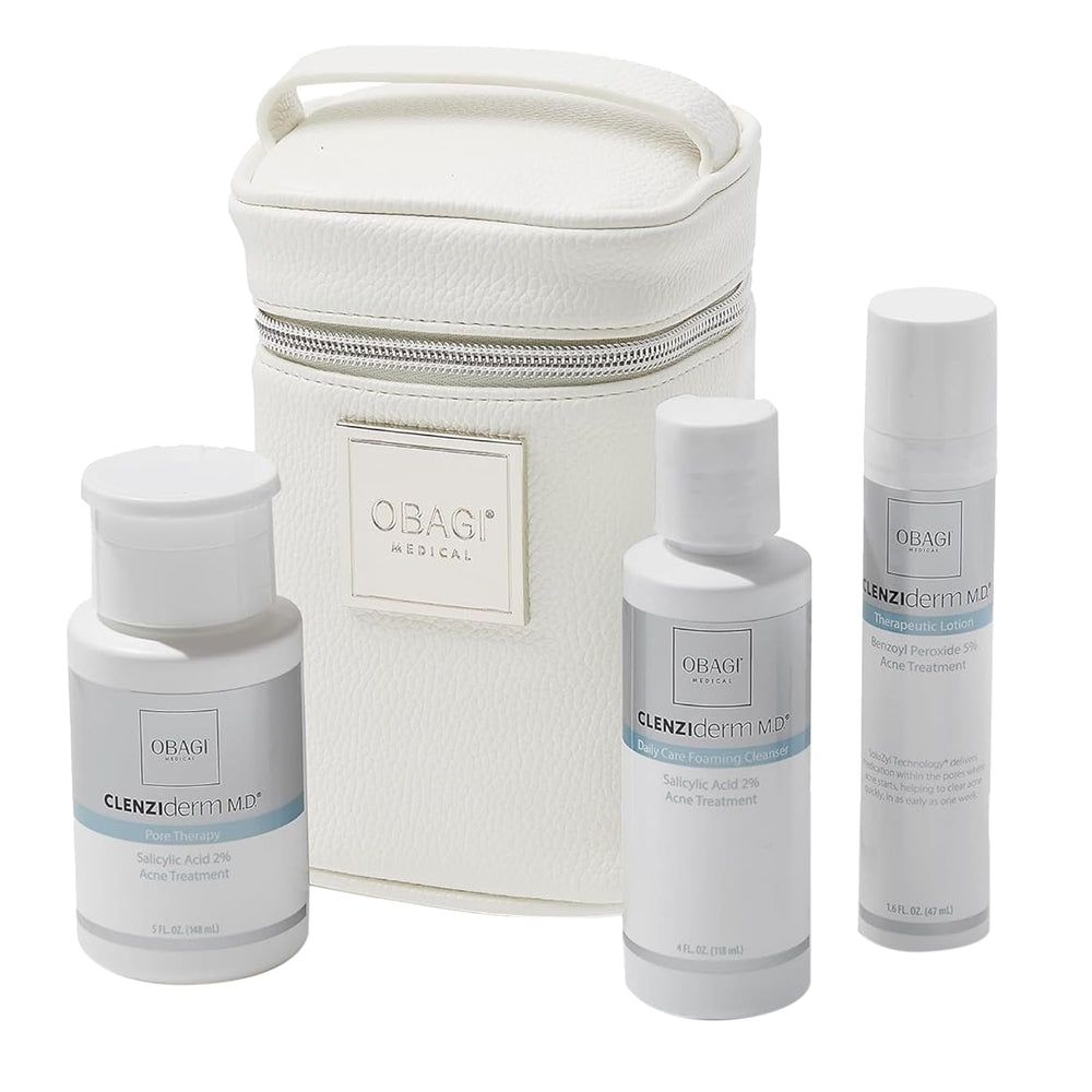 Obagi CLENZIderm MD cleanser bottle with 2% BHA unclogs pores.