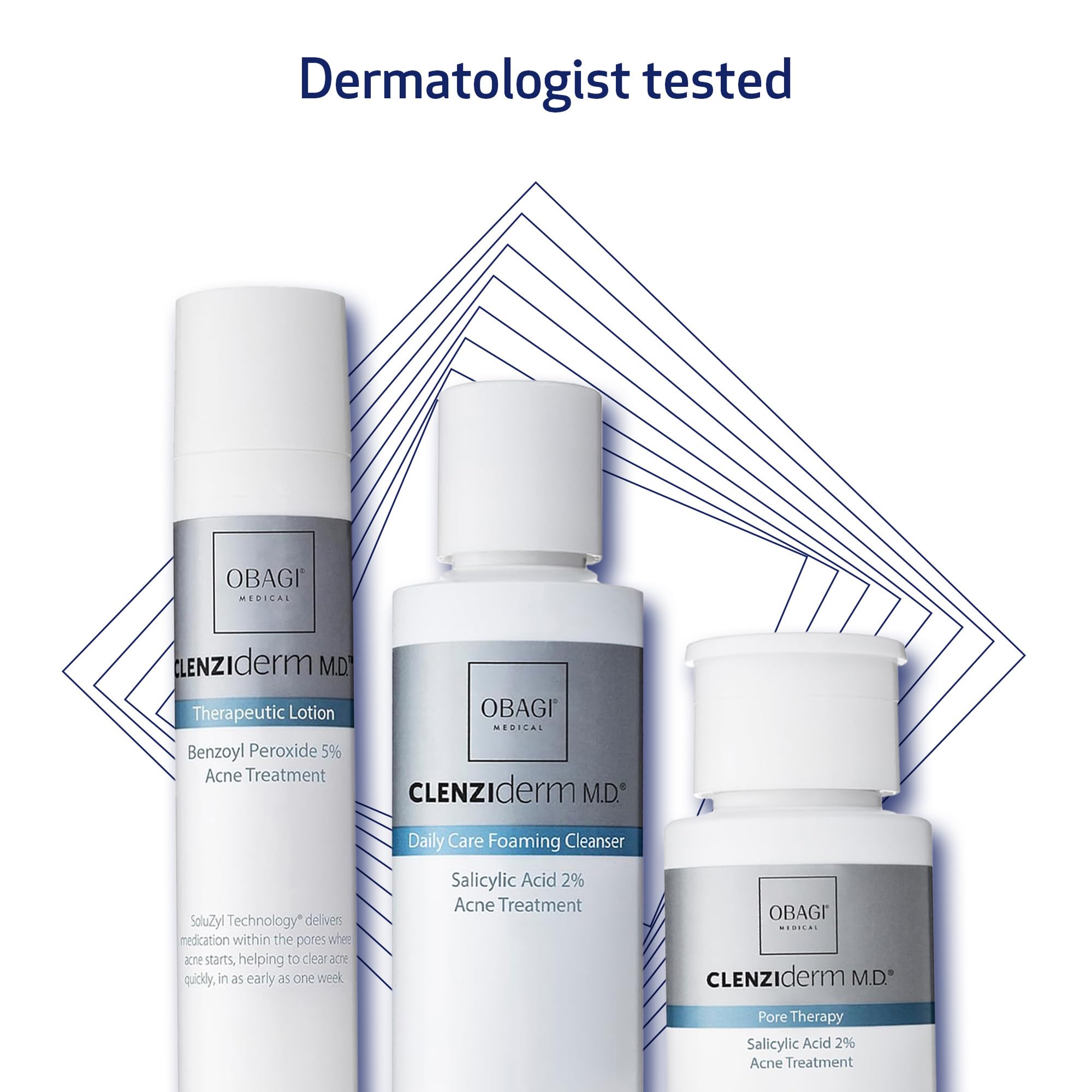Obagi CLENZIderm MD lotion applied thinly on skin.