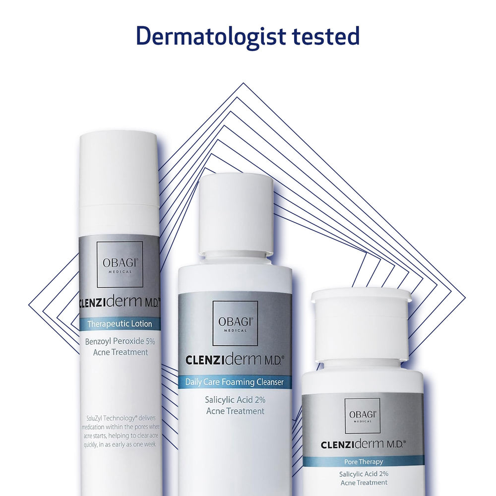 Obagi CLENZIderm MD lotion applied thinly on skin.