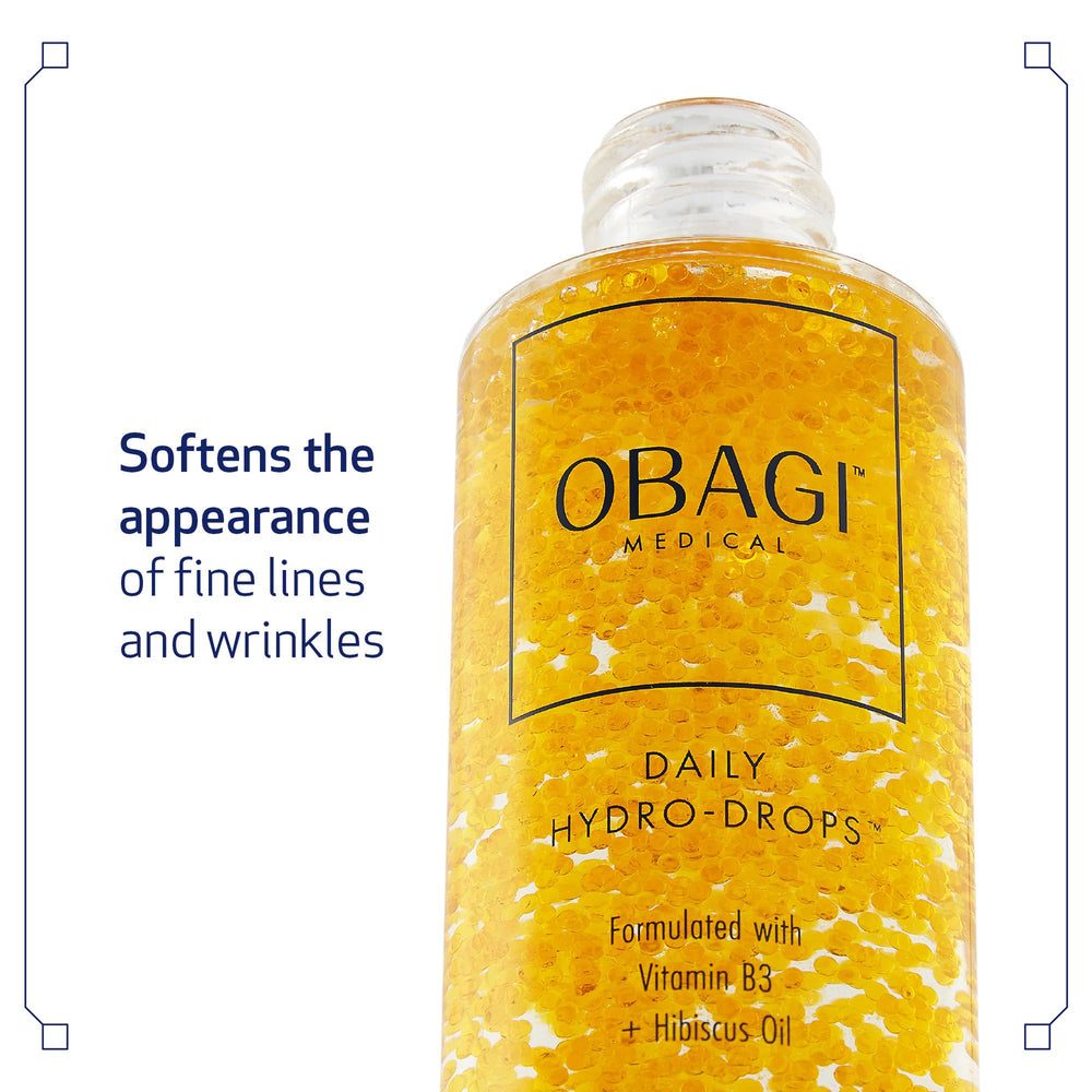 Obagi Daily Hydro-Drops texture swirl shows rich, lightweight hydration for skin.