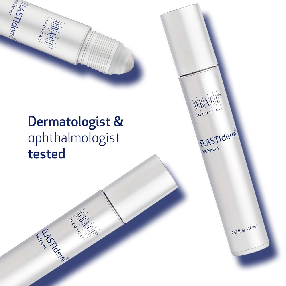 Obagi ELASTIderm Eye Serum box packaging on a clean vanity.