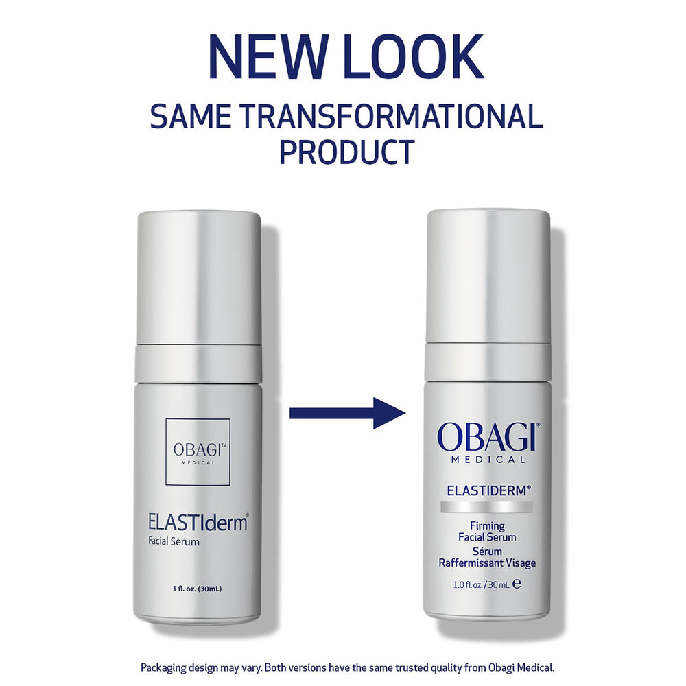 Obagi ELASTIderm serum being applied to the face for elasticity.