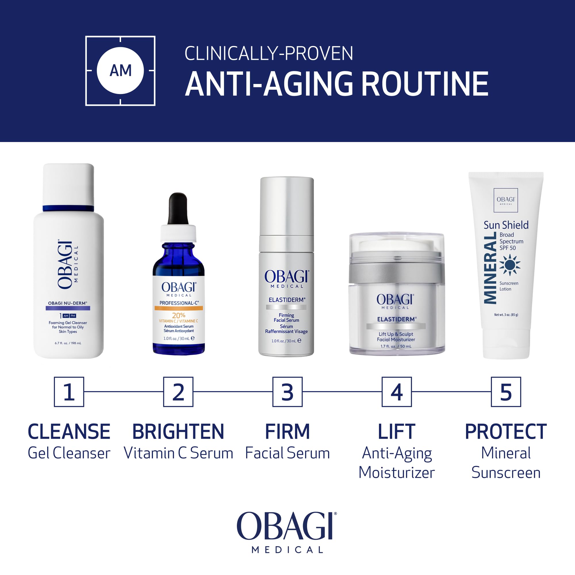 Obagi ELASTIderm serum held in hands for easy daily use.
