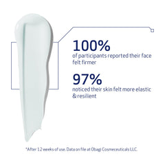 Obagi ELASTIderm serum texture swatch showing quick-absorb formula.