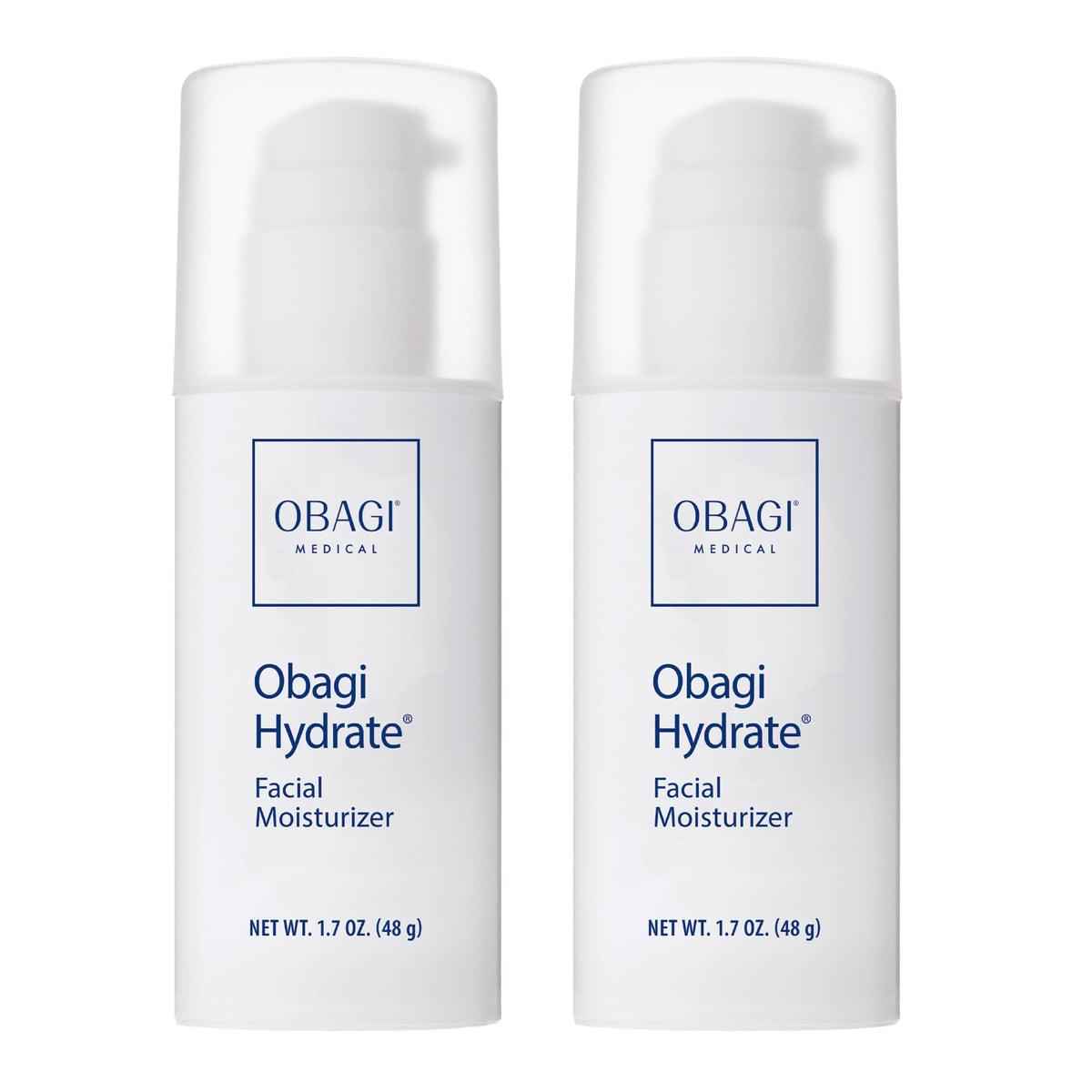 Obagi Hydrate bottle front in a 2-pack for daily moisture benefits