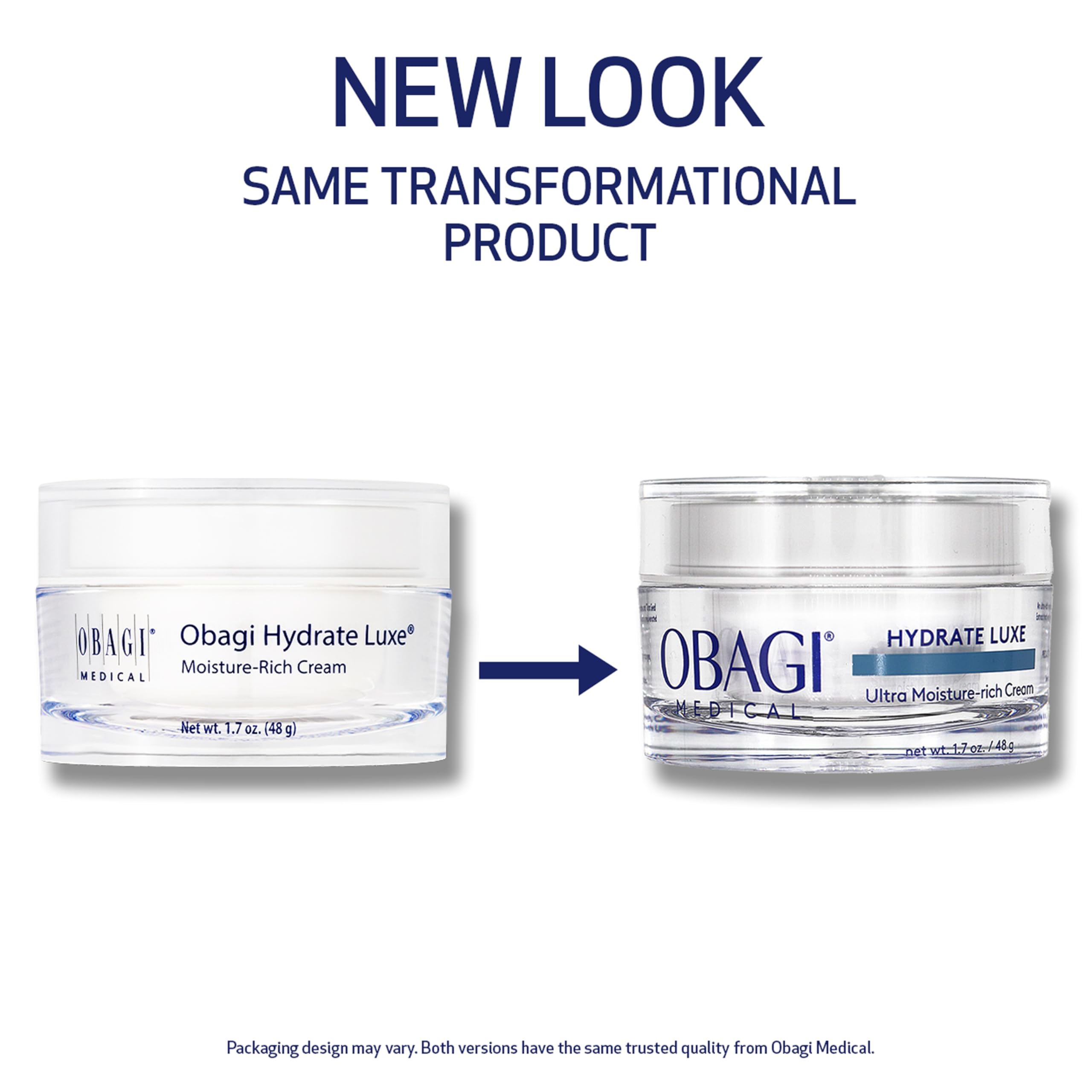 Obagi Hydrate Luxe jar showing balm-like texture for nighttime skin care.