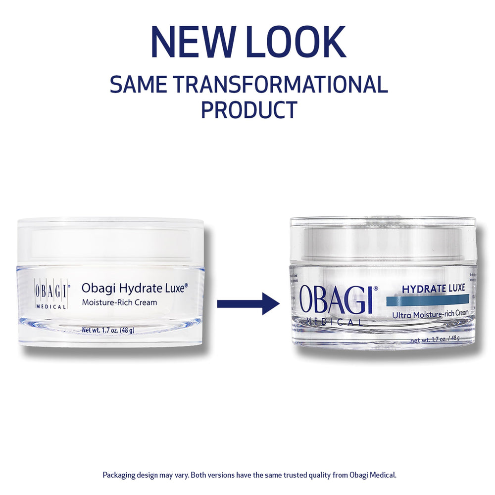 Obagi Hydrate Luxe jar showing balm-like texture for nighttime skin care.