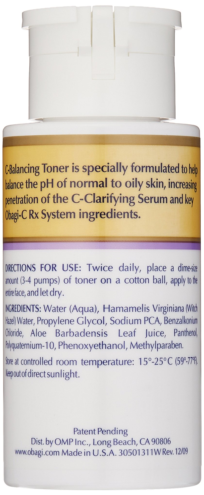 Pouring Obagi C-Balancing Toner for smooth, even application.
