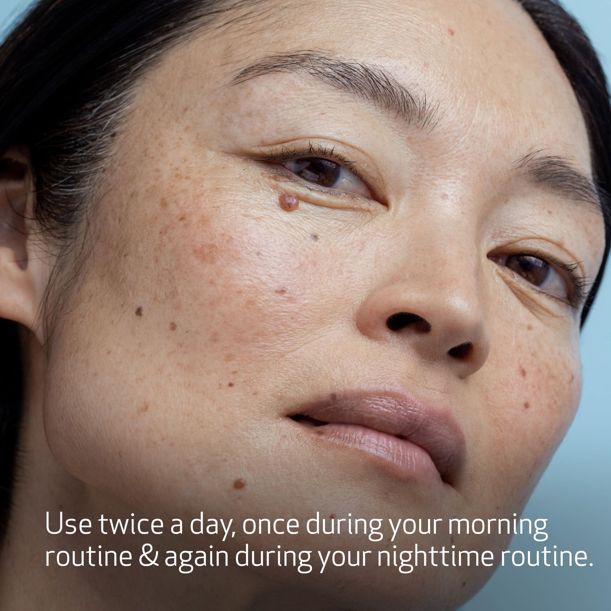 Obagi Nu-Derm Clear Fx close-up on textured skin suggests gentle exfoliation.