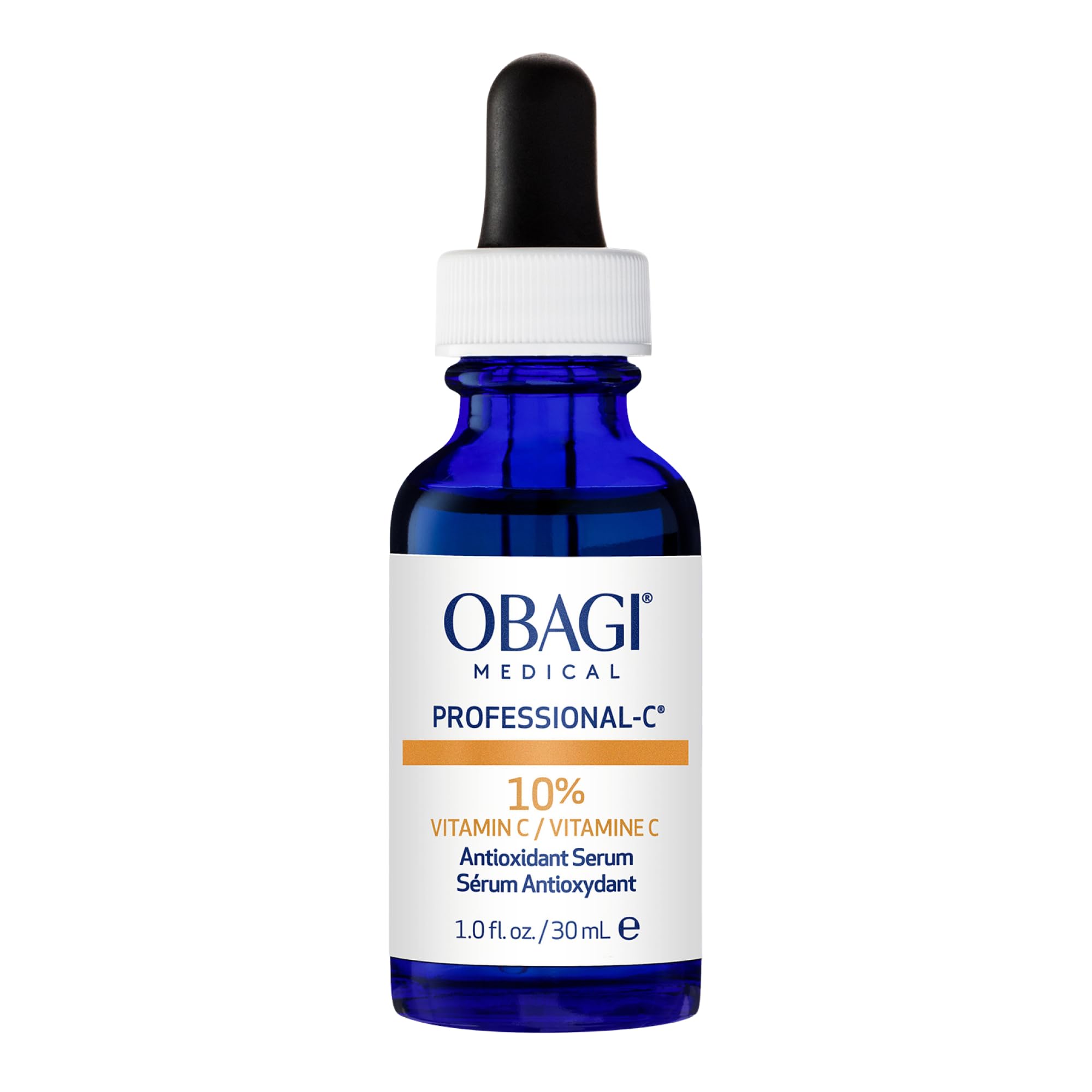 Obagi Medical Pro-C10 bottle close-up highlighting vitamin C packaging benefits