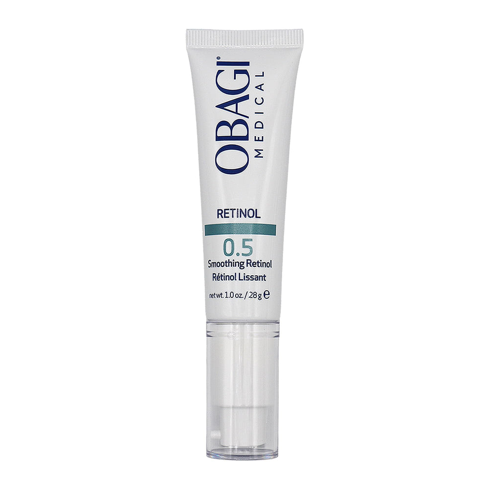 Obagi Medical Retinol 0.5 Cream bottle shown for gentle nightly renewal.