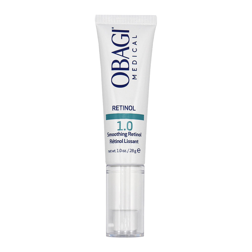 Obagi Medical Retinol 1.0 Cream bottle closeup for nightly routine