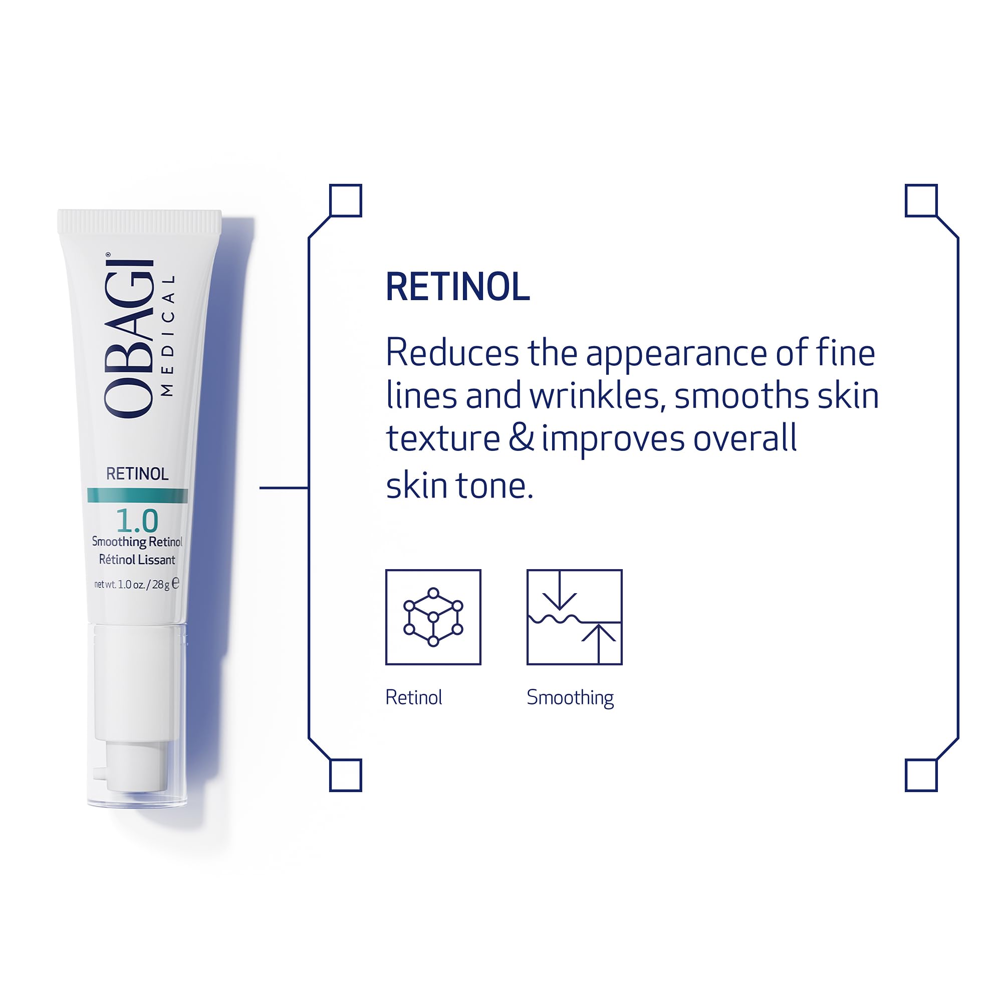 Dermatologist-tested stamp with Obagi Retinol 1.0 Cream