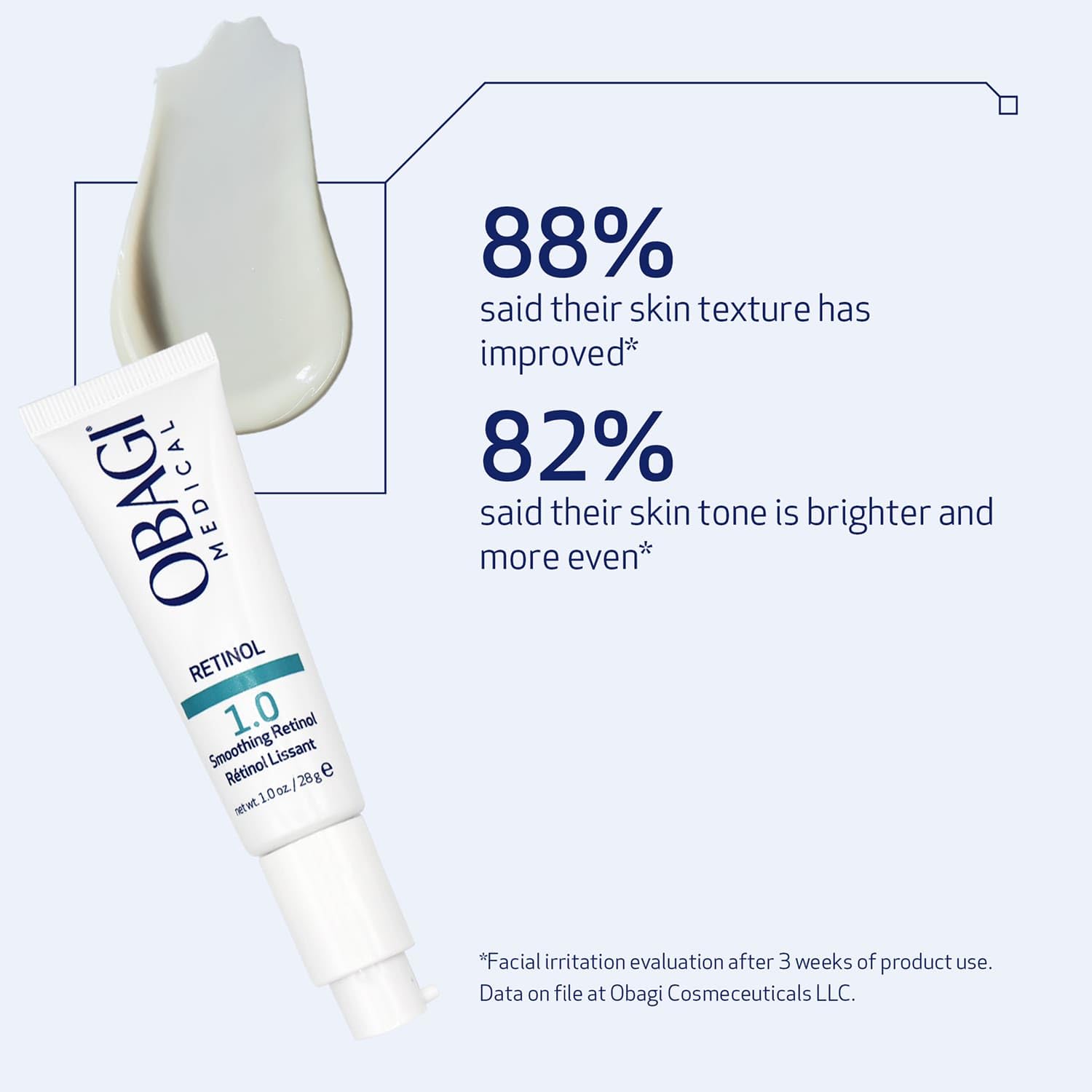 Swirl of Obagi Retinol 1.0 Cream texture on skin