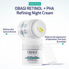 Obagi Medical Retinol + PHA Refining Night Cream jar-closeup — rich, creamy texture for night use.