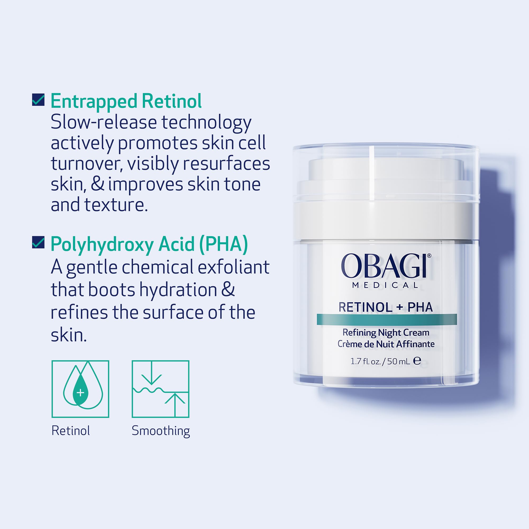 Obagi Medical Retinol + PHA Refining Night Cream swirl-on-swatch — visible texture benefits in real life.