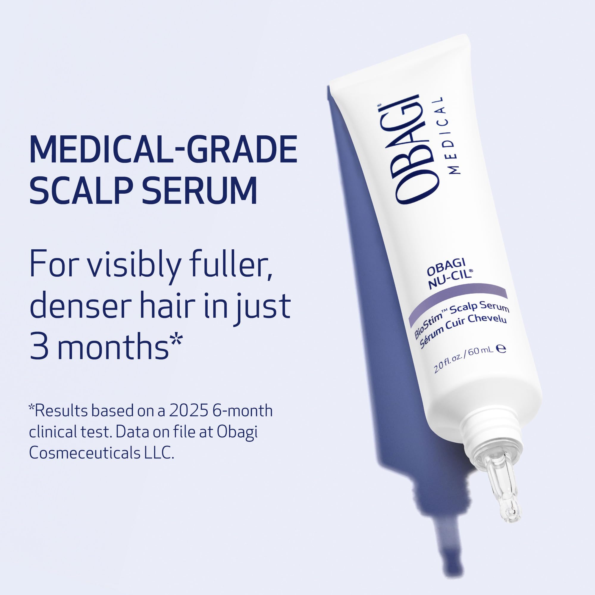 Obagi Nu-Cil BioStim serum on hand ready for scalp massage