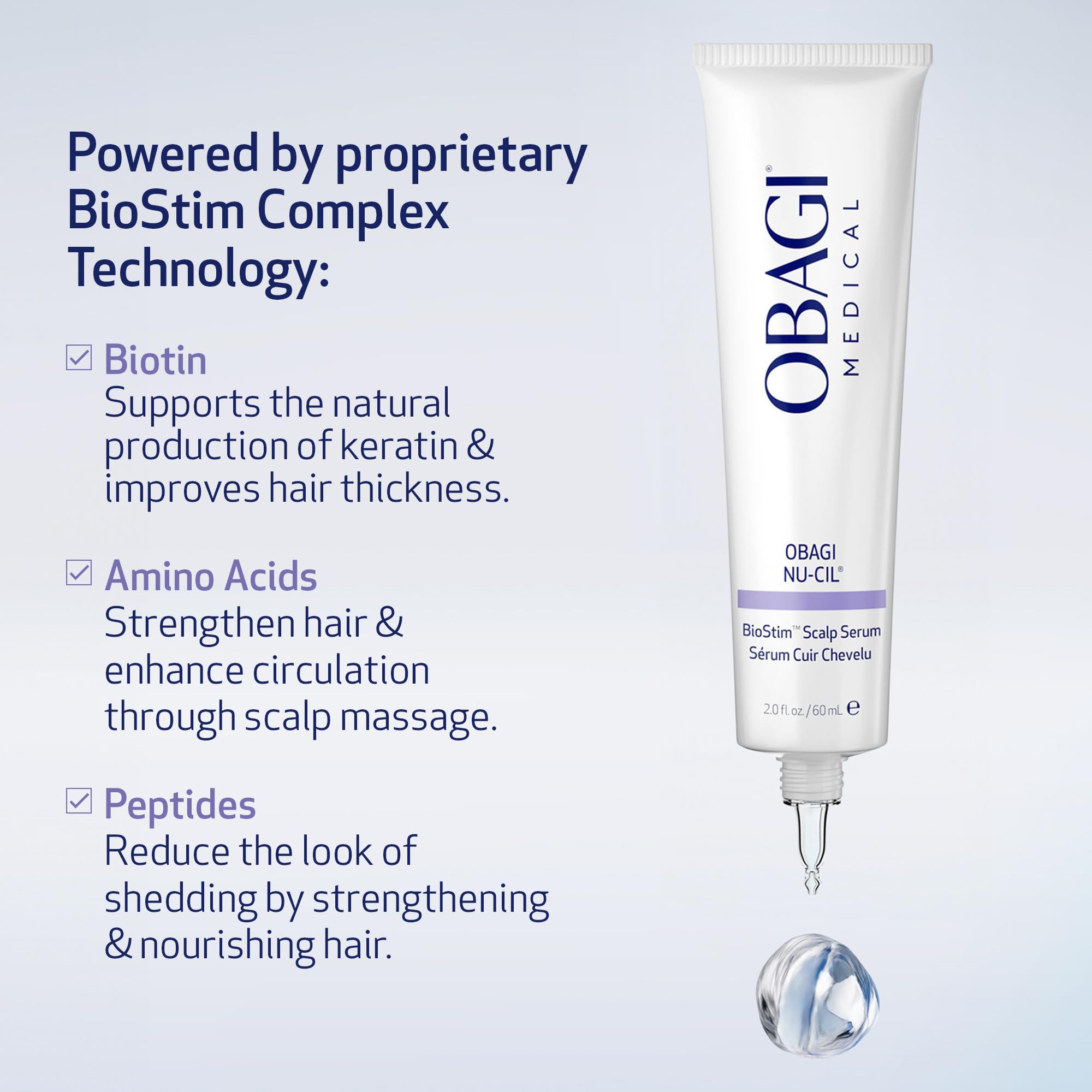 Obagi Nu-Cil BioStim serum texture swatch showing lightweight consistency