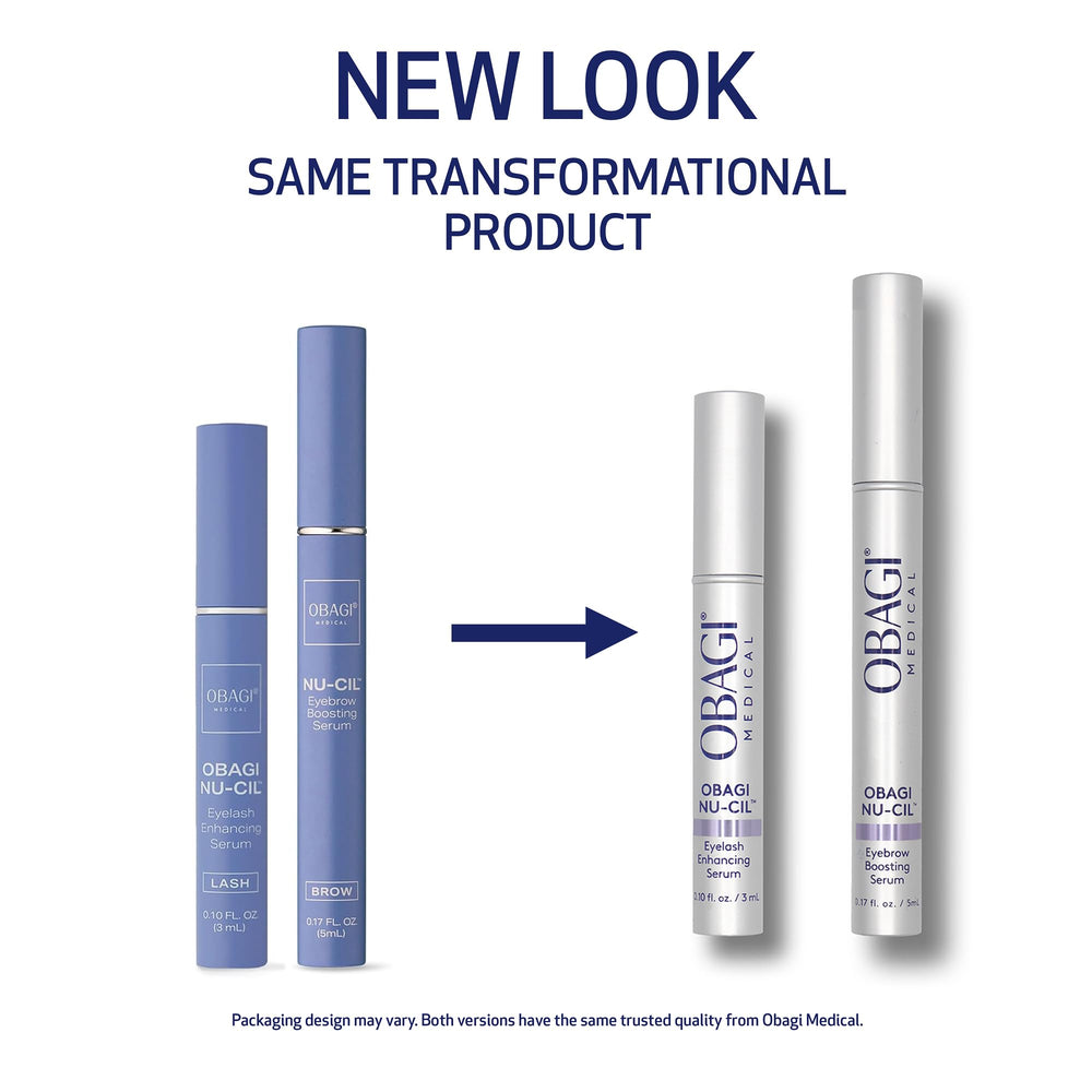 Obagi Nu-Cil eyebrow serum tube enhances brow definition and fullness.