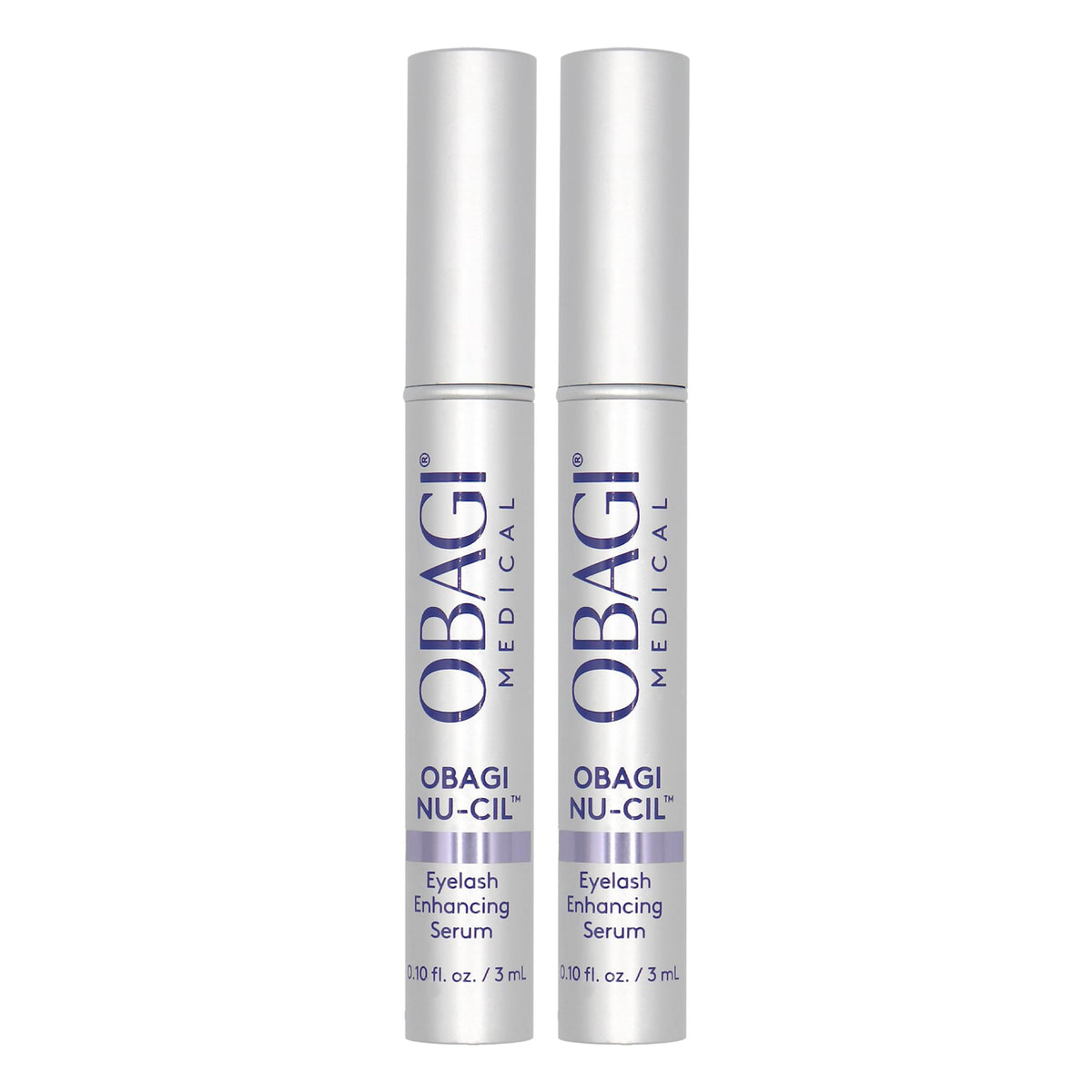 Obagi Nu-Cil serum bottle front showing sleek packaging for daily lash care.