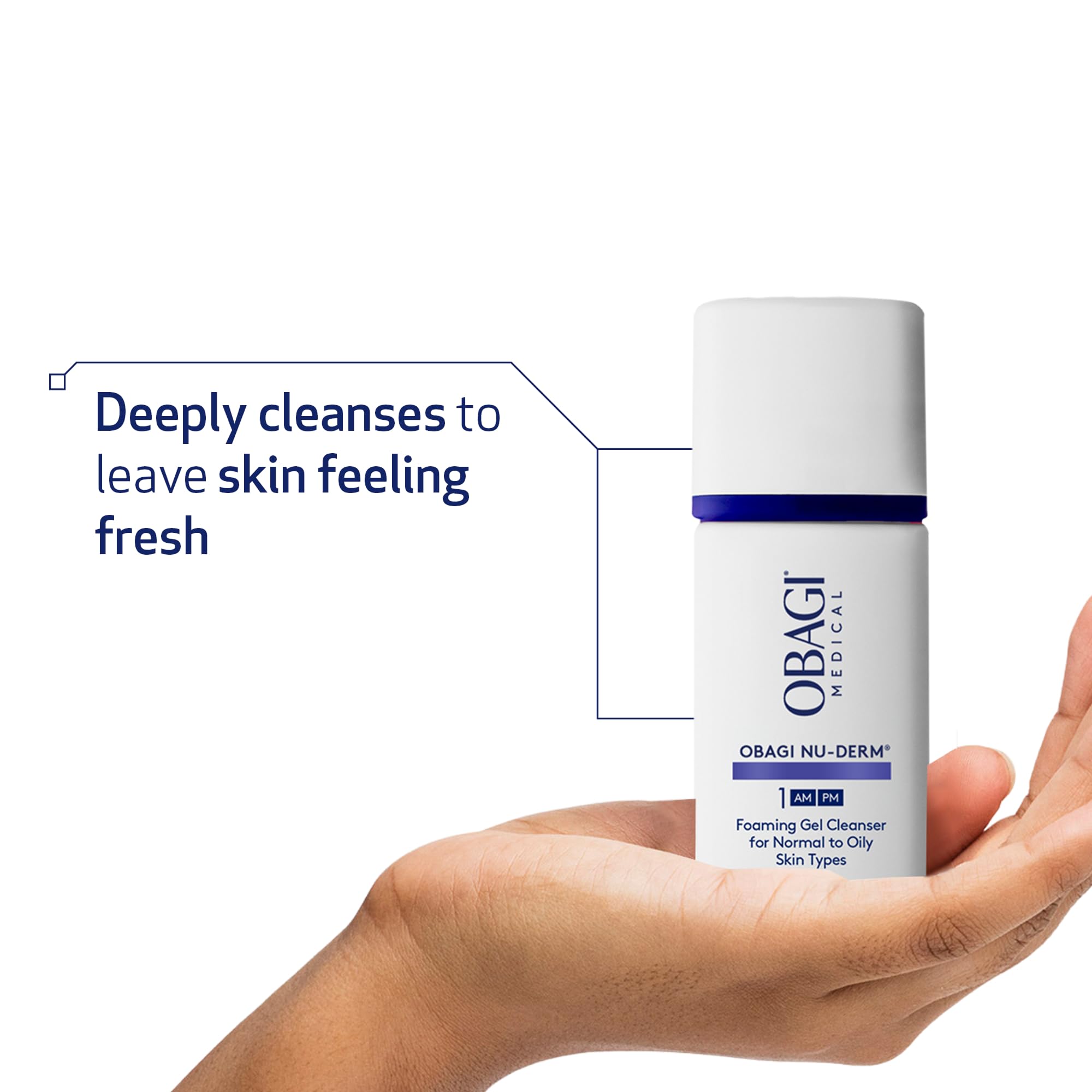 Obagi Nu-Derm Foaming Gel foam texture ready to cleanse and refresh the skin.