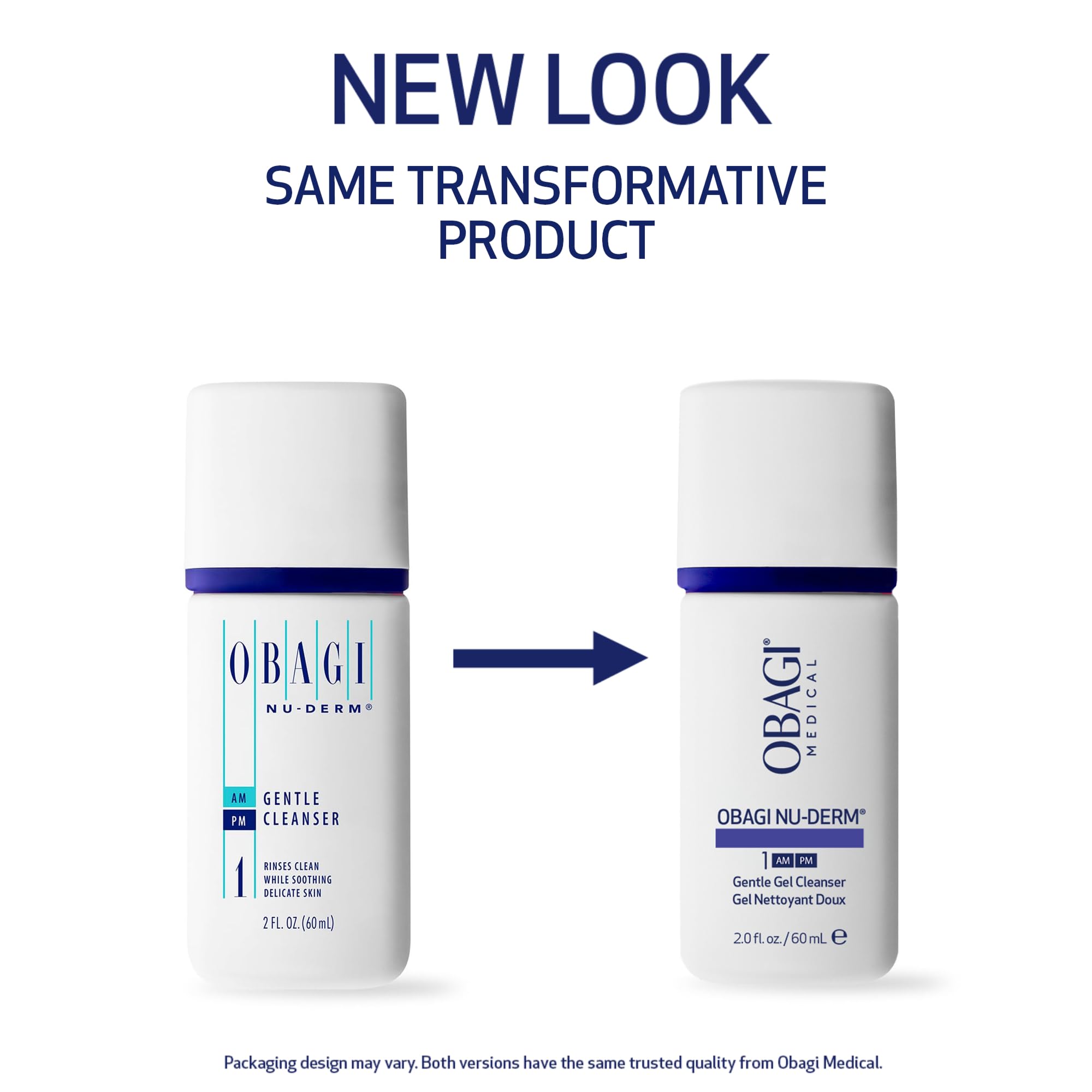 Obagi Nu-Derm Gentle Cleanser bottle back reveals gentle formula for sensitive skin.