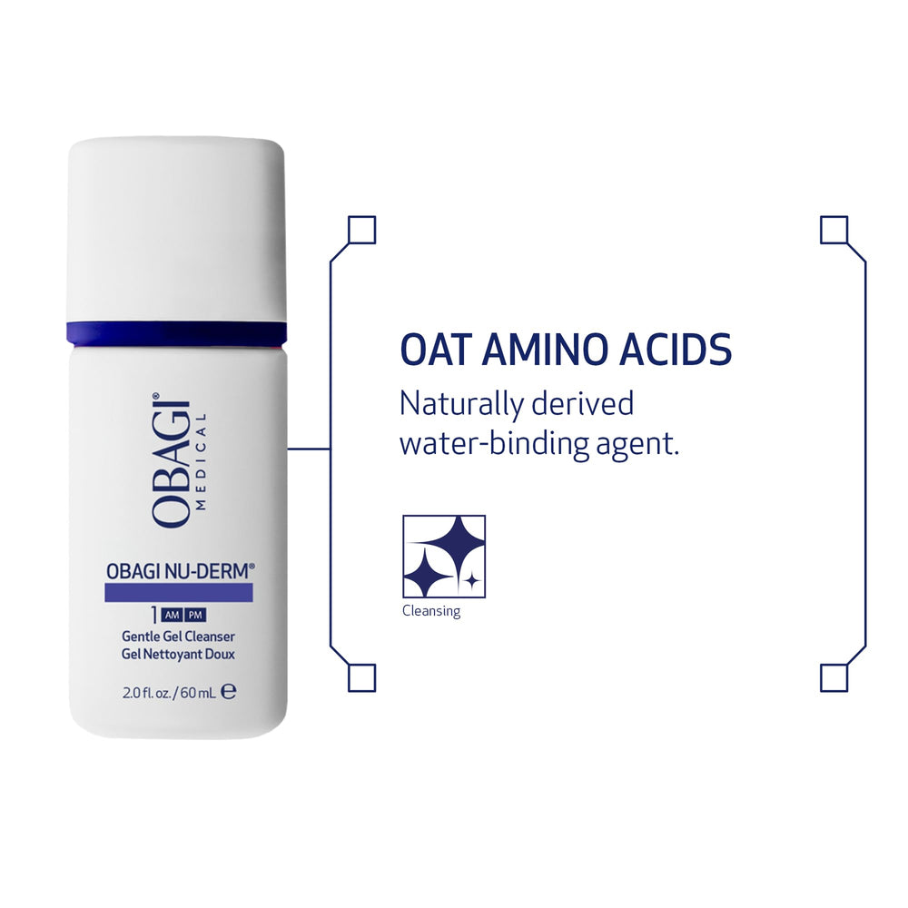 Obagi Nu-Derm Gentle Cleanser close-up reveals light, soothing foam.