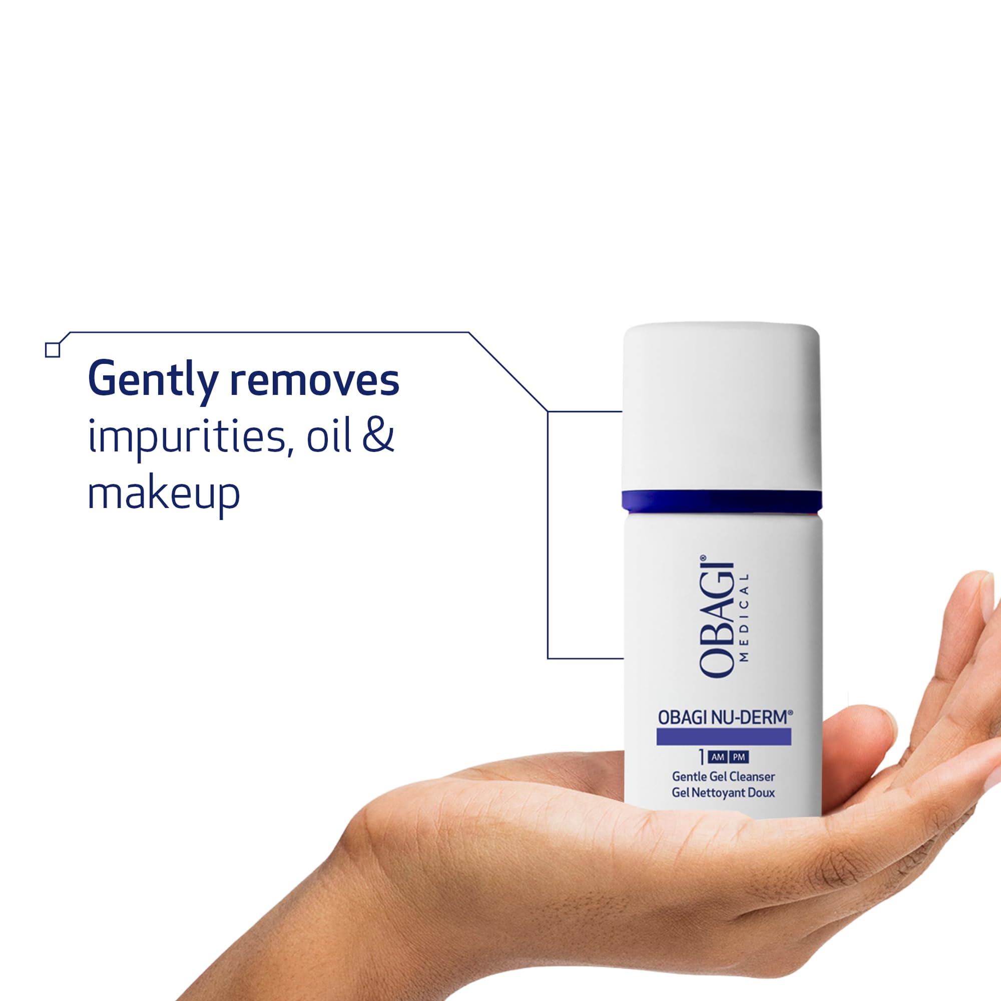 Obagi Nu-Derm Gentle Cleanser travel size for easy carry during routines.