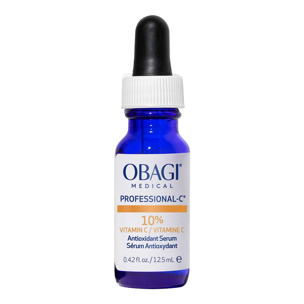 Obagi Professional-C 10% Serum bottle with pump showing easy brightness application