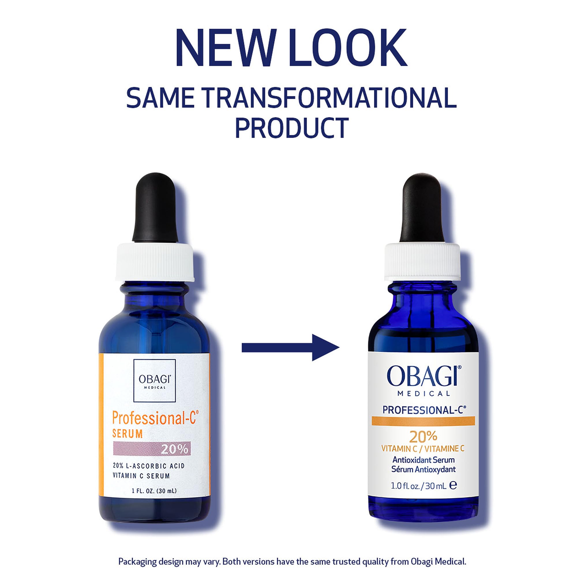 Obagi Medical Professional-C 20% serum dropper – precise vitamin C delivery for skin protection.