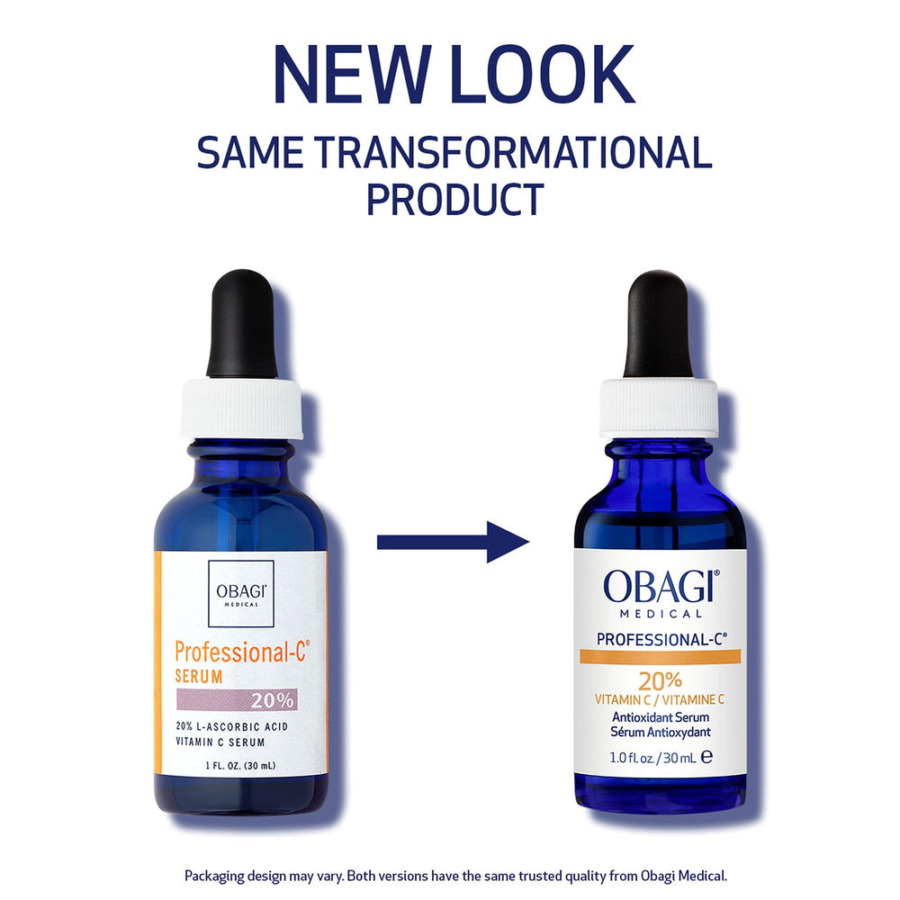Obagi Medical Professional-C 20% serum dropper – precise vitamin C delivery for skin protection.