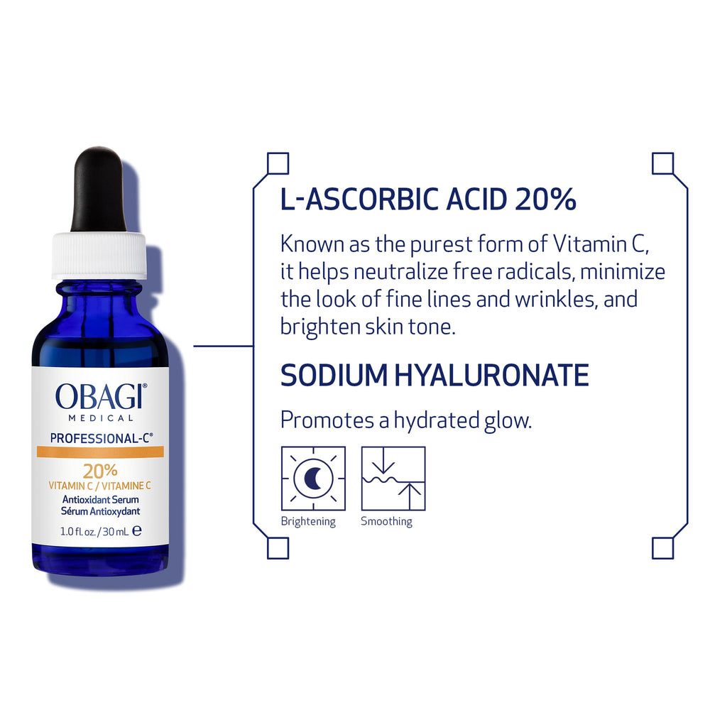 Obagi Medical Professional-C 20% serum texture closeup – smooth, fast-absorbing finish.