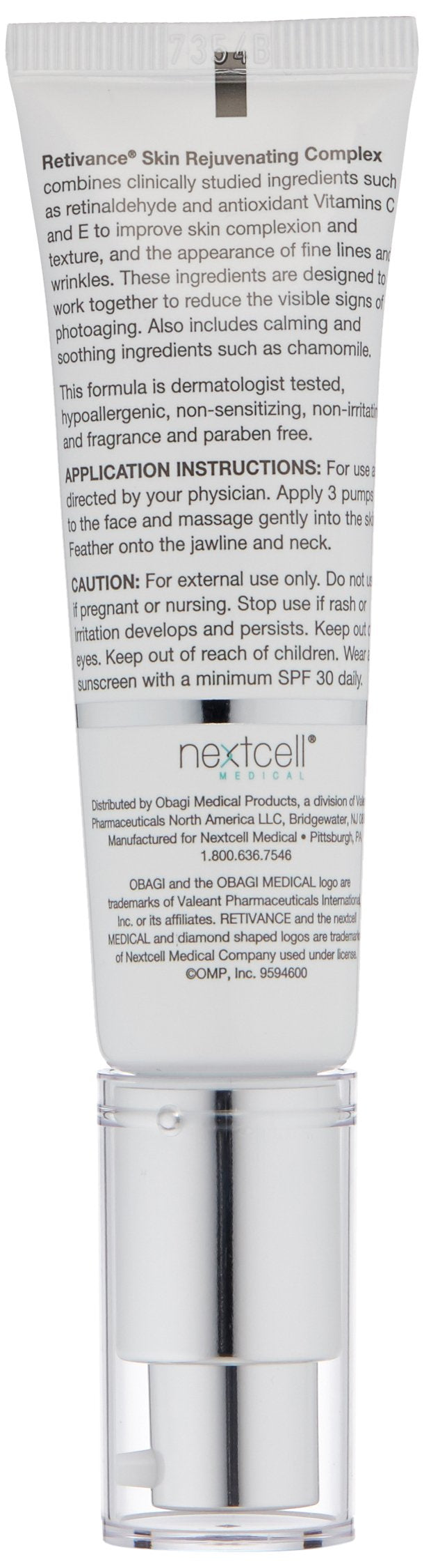 Obagi Retivance ingredient blend close-up featuring retinaldehyde and peptides.