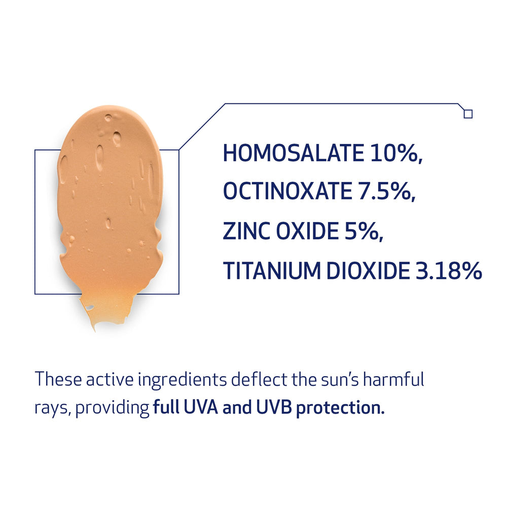Contains mineral filters deflecting UVA/UVB rays for broad spectrum coverage.