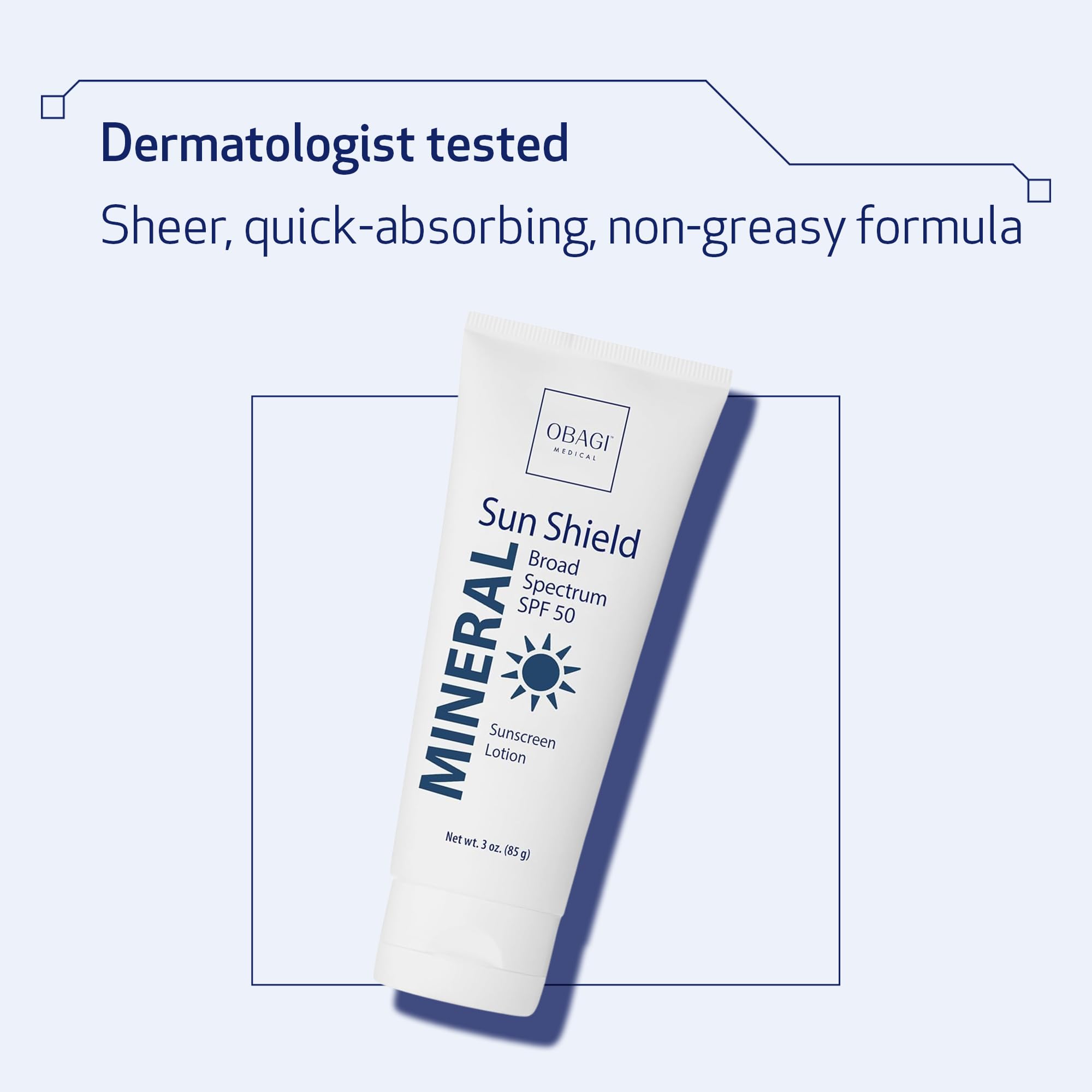 Obagi Sun Shield zinc oxide 15.6% mineral protection supports natural UVA/UVB defense.