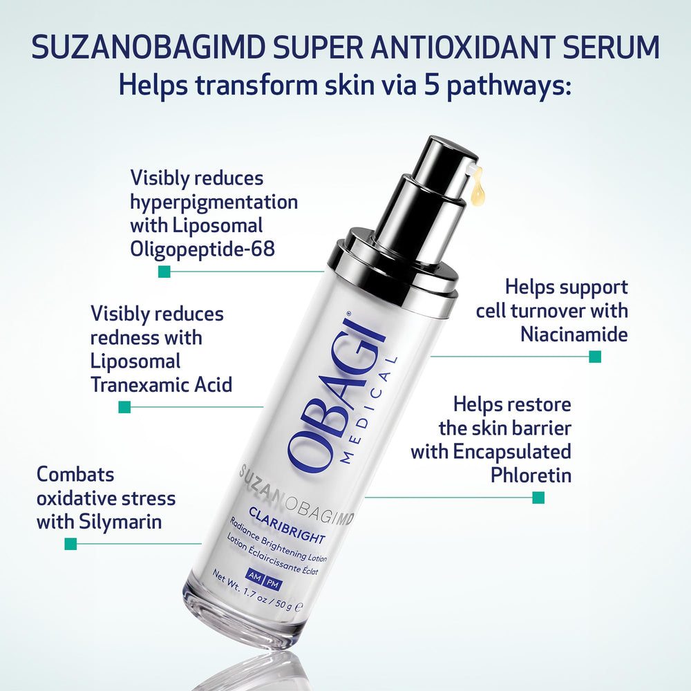 Claribright lotion being applied by hand for gentle daily use