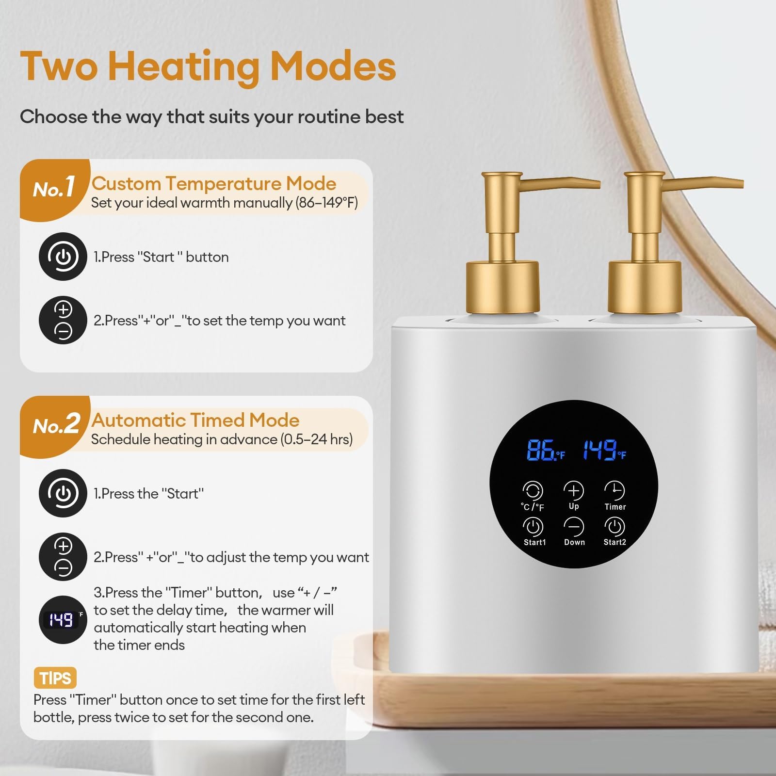 obecilc adjustable temperature control covers 86-149°F.