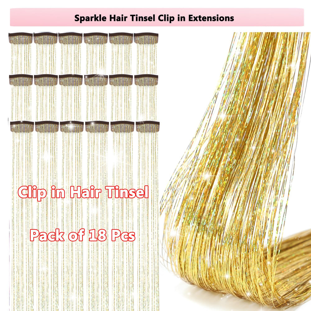 Obinying 20.5-inch tinsel extensions shimmer for festivals and parties.