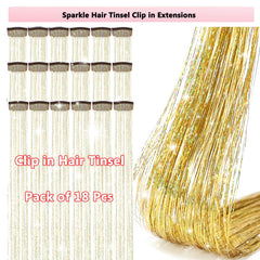 Obinying 20.5-inch tinsel extensions shimmer for festivals and parties.