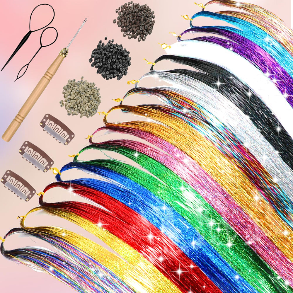 48-inch tinsel strands length suits most hair lengths for easy styling.