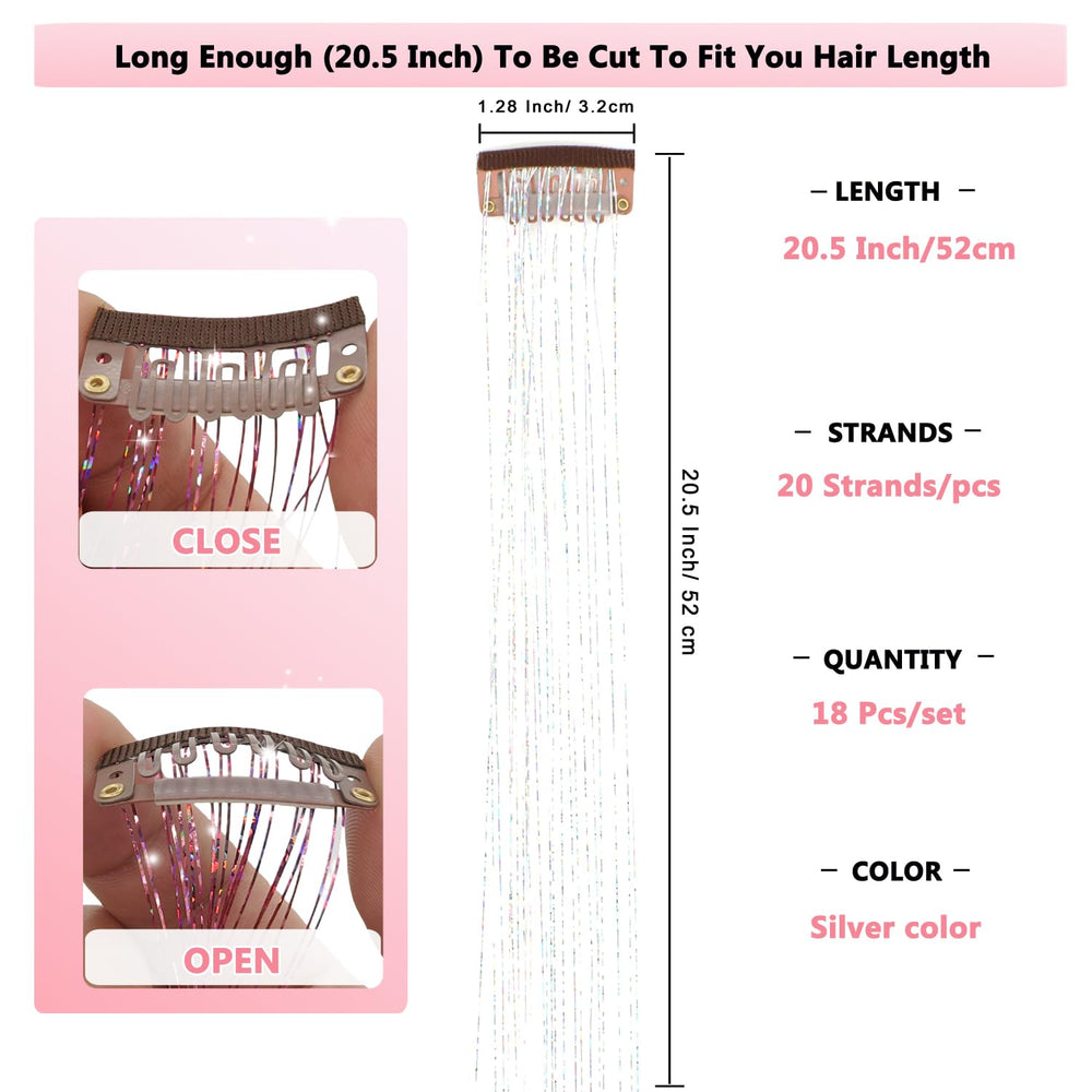 Obinying clip-in tinsel extensions easy installation, safe for natural hair