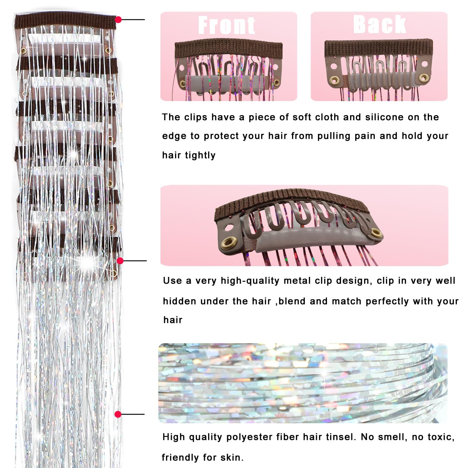 Obinying hair tinsel pack lightweight design blends with hair for daily shimmer