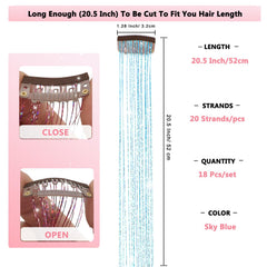 Obinying silver glitter tinsel clip-in adds sparkle to any hairstyle.