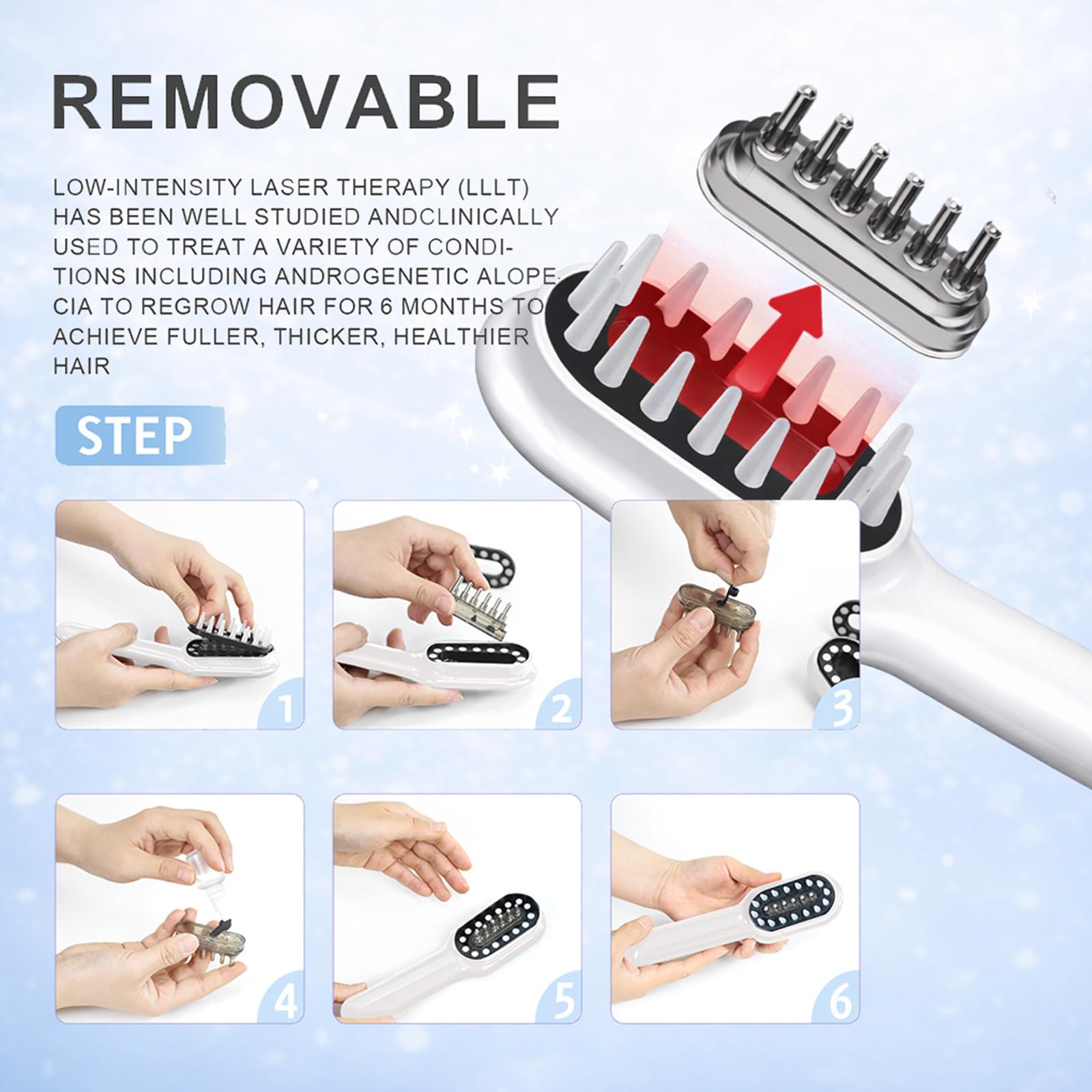 Obiredk Laser Hair Growth Comb in a compact travel case for on-the-go use.