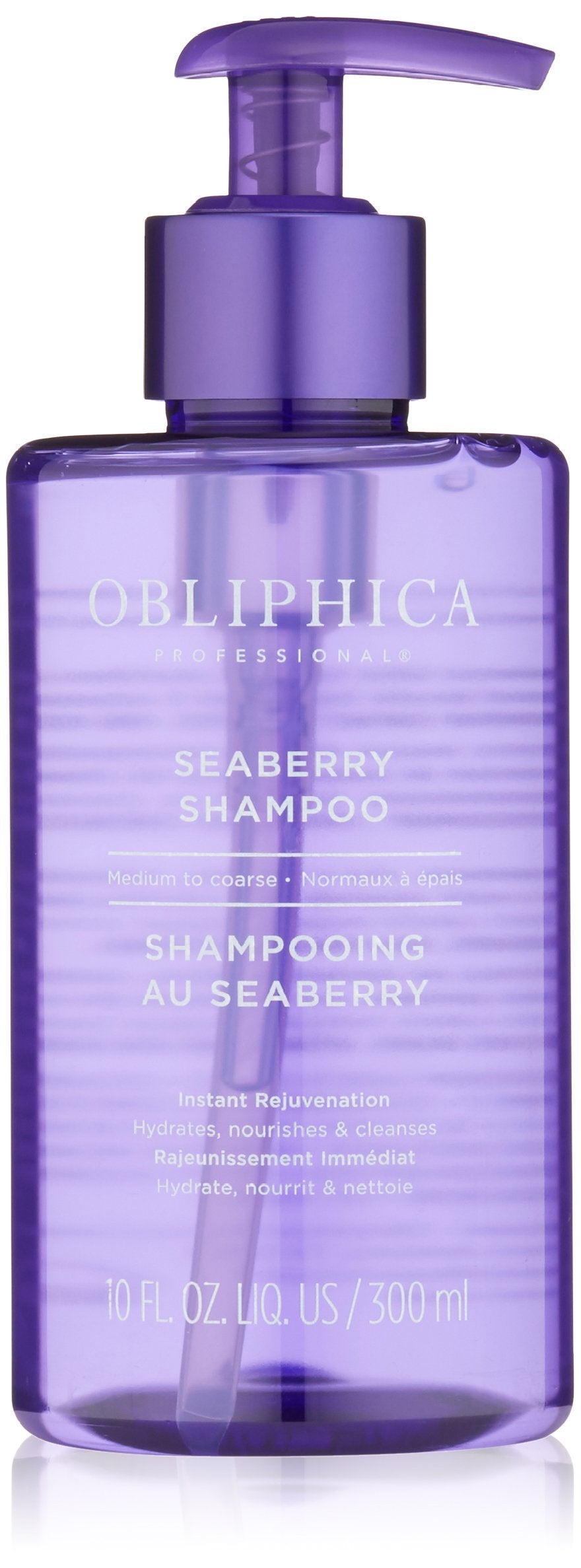 Obliphica Professional Seaberry Shampoo bottle promotes nourished, smoother hair.