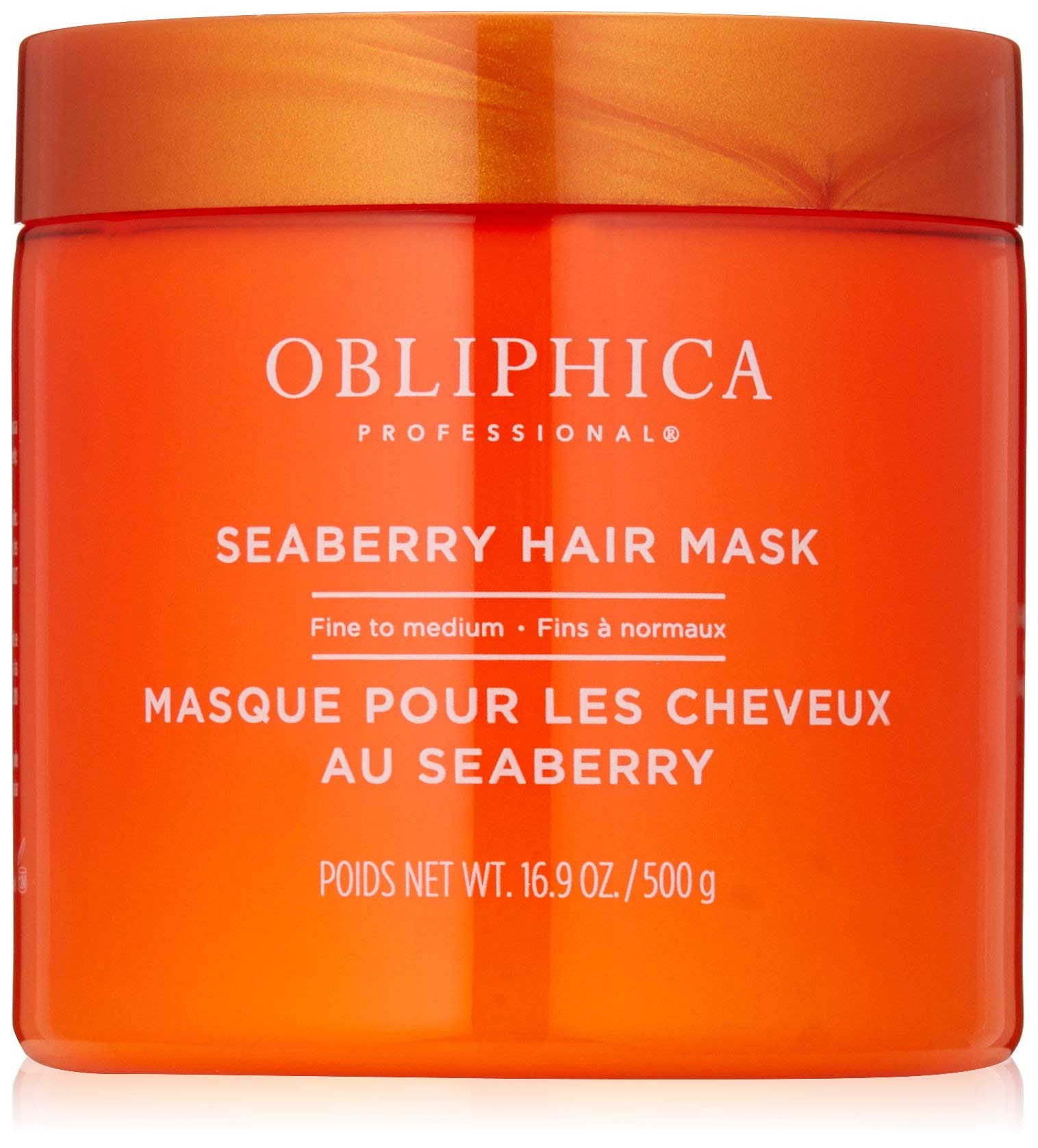 Obliphica Seaberry Hair Mask bottle pour for deep conditioning and hydration