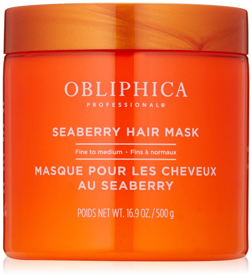Obliphica Seaberry Hair Mask bottle pour for deep conditioning and hydration