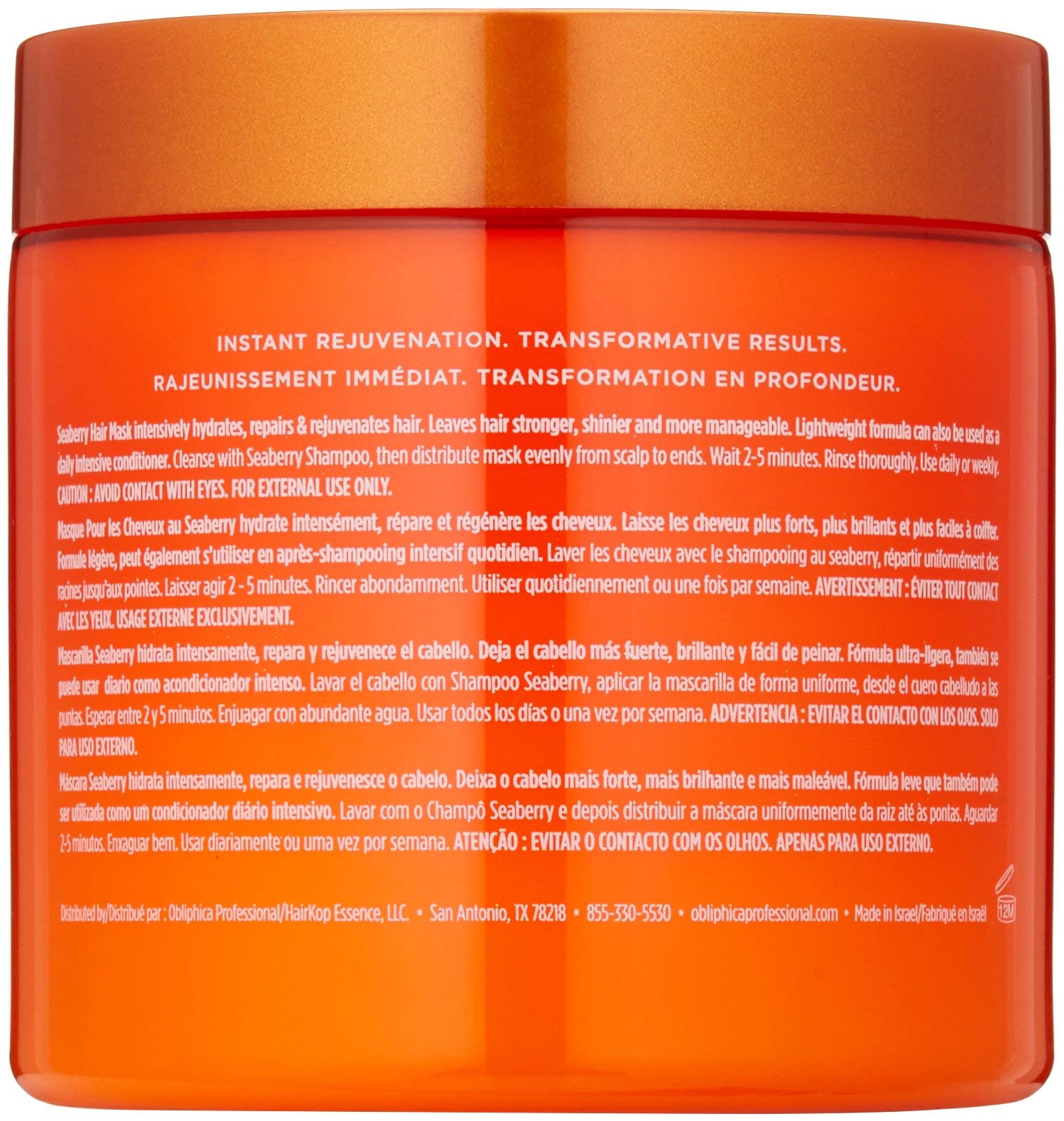 Obliphica Seaberry Hair Mask cream texture promotes smooth, moisturized hair