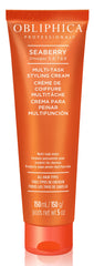 Obliphica Seaberry Styling Cream bottle showing frizz control and heat protection for smooth styles.